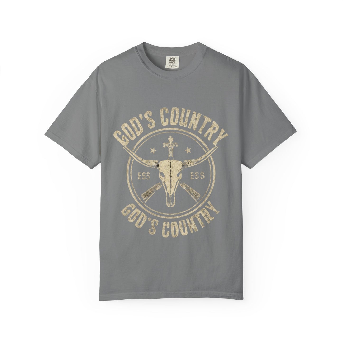 God's Country T-Shirt — Western Longhorn Cross Graphic