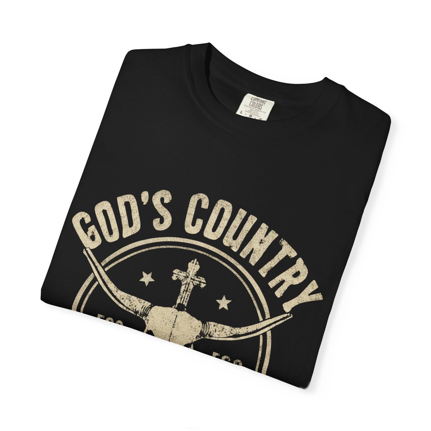 God's Country T-Shirt — Western Longhorn Cross Graphic