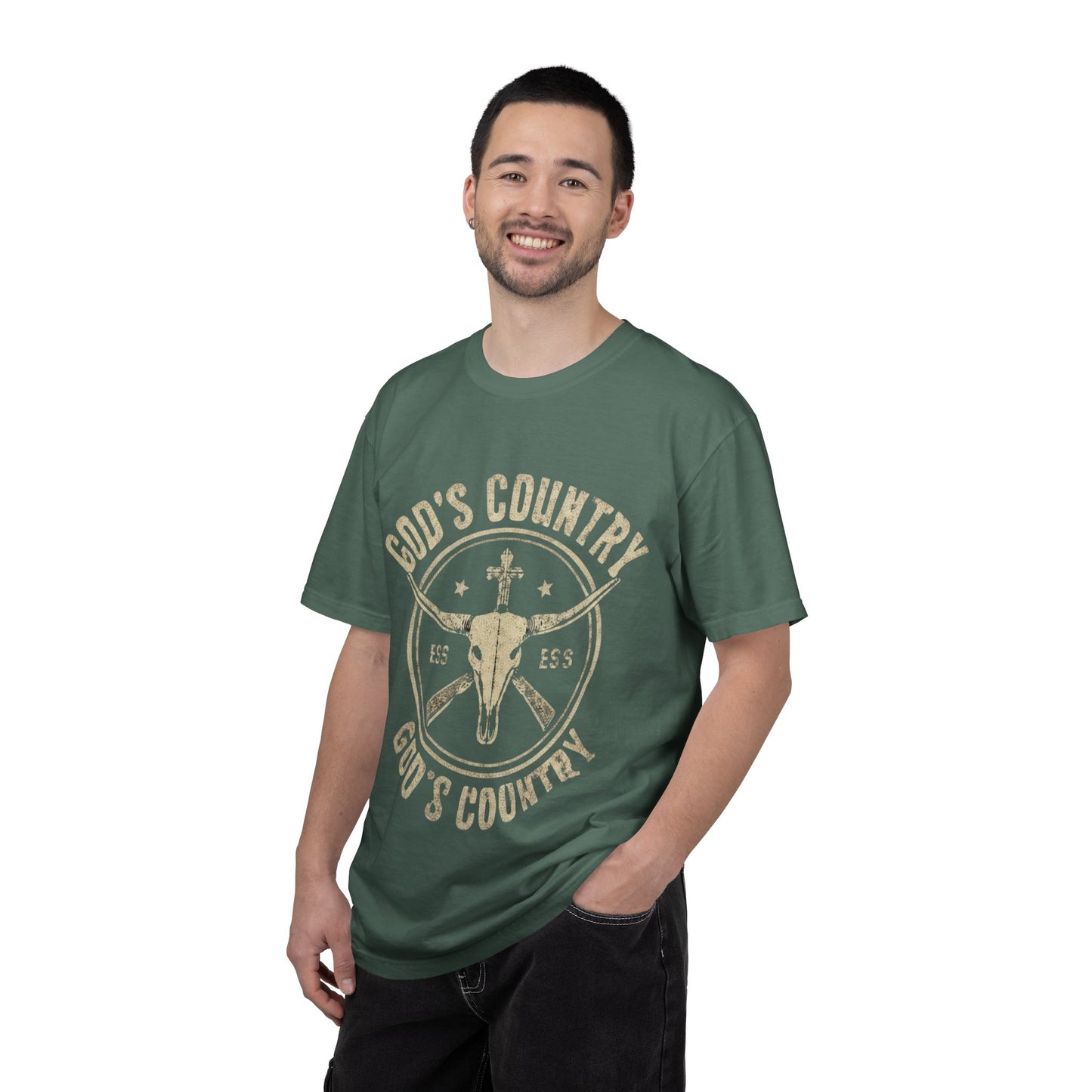 God's Country T-Shirt — Western Longhorn Cross Graphic