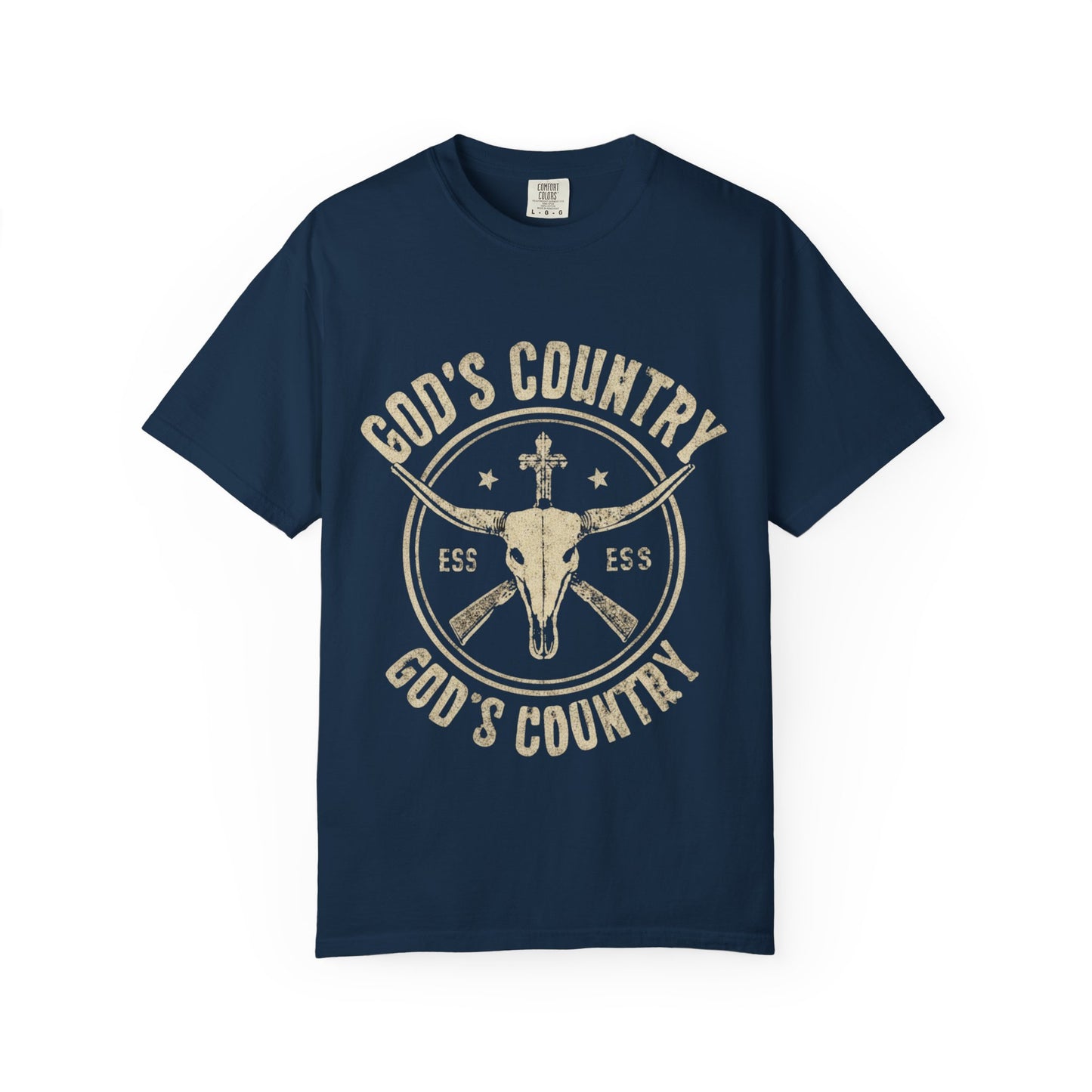 God's Country T-Shirt — Western Longhorn Cross Graphic