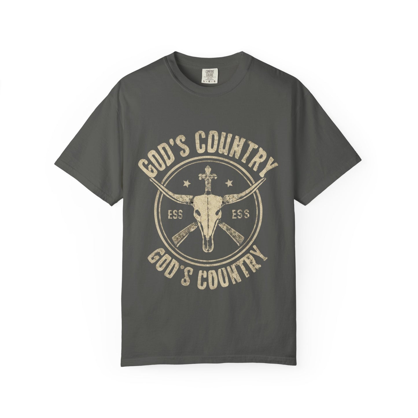 God's Country T-Shirt — Western Longhorn Cross Graphic