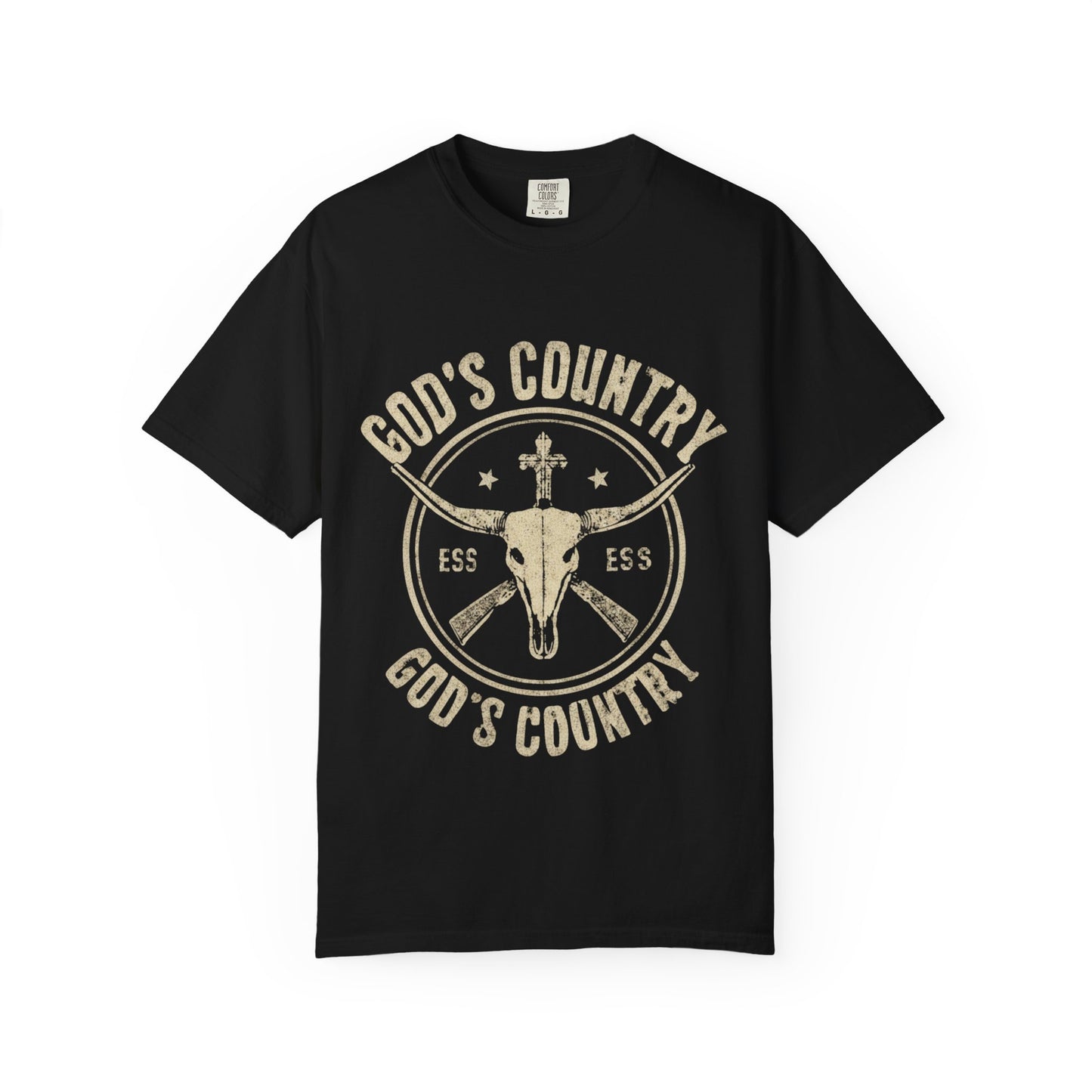God's Country T-Shirt — Western Longhorn Cross Graphic