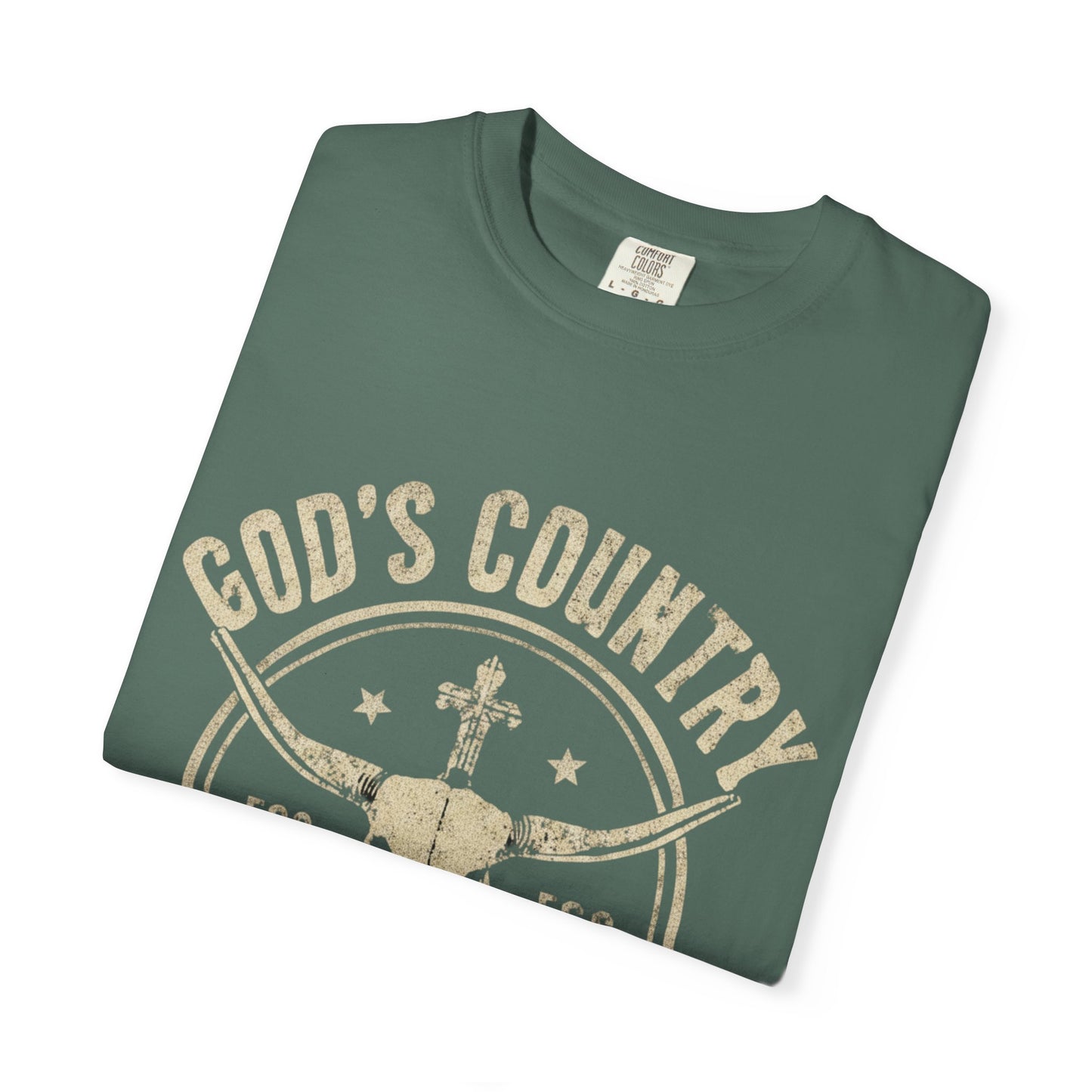 God's Country T-Shirt — Western Longhorn Cross Graphic