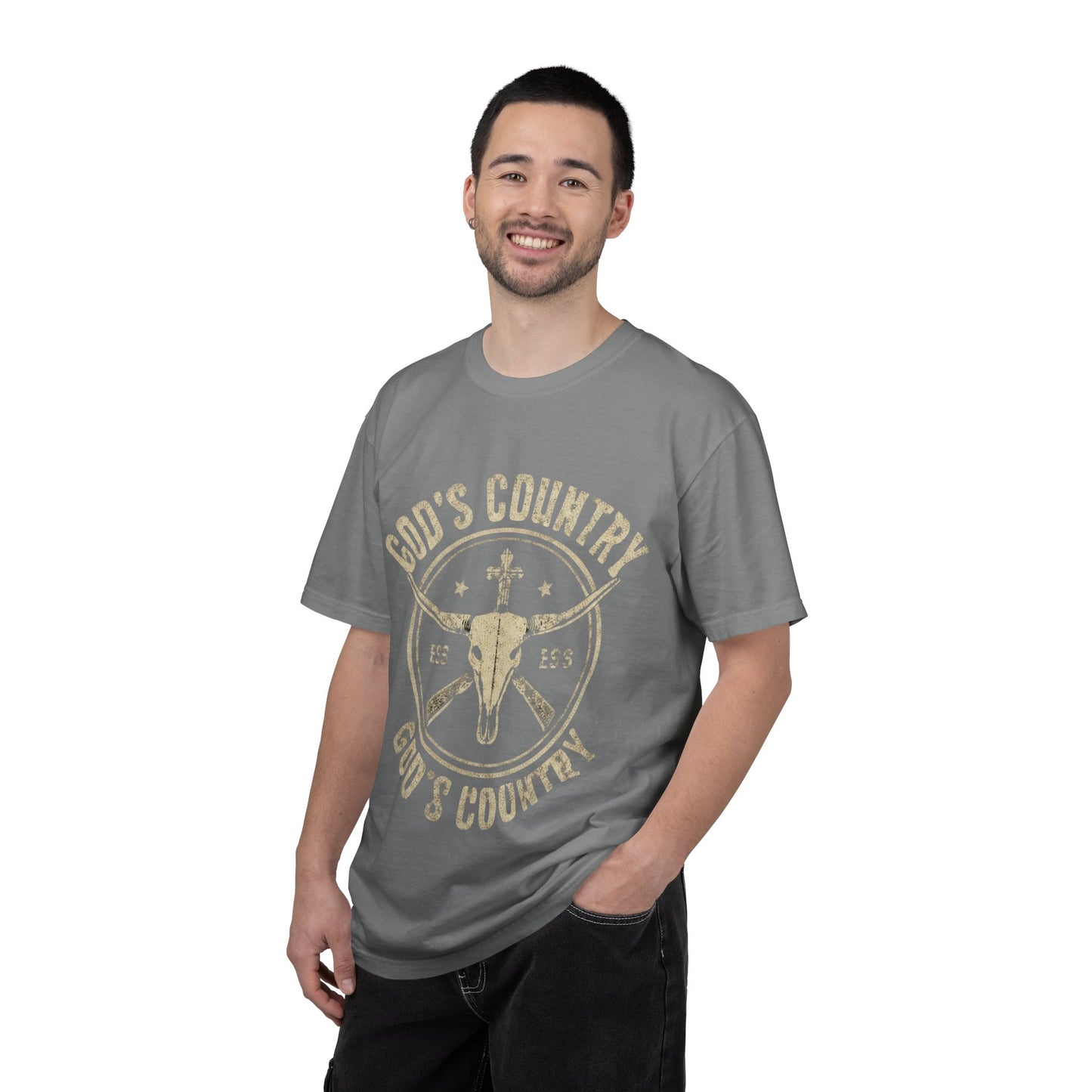 God's Country T-Shirt — Western Longhorn Cross Graphic