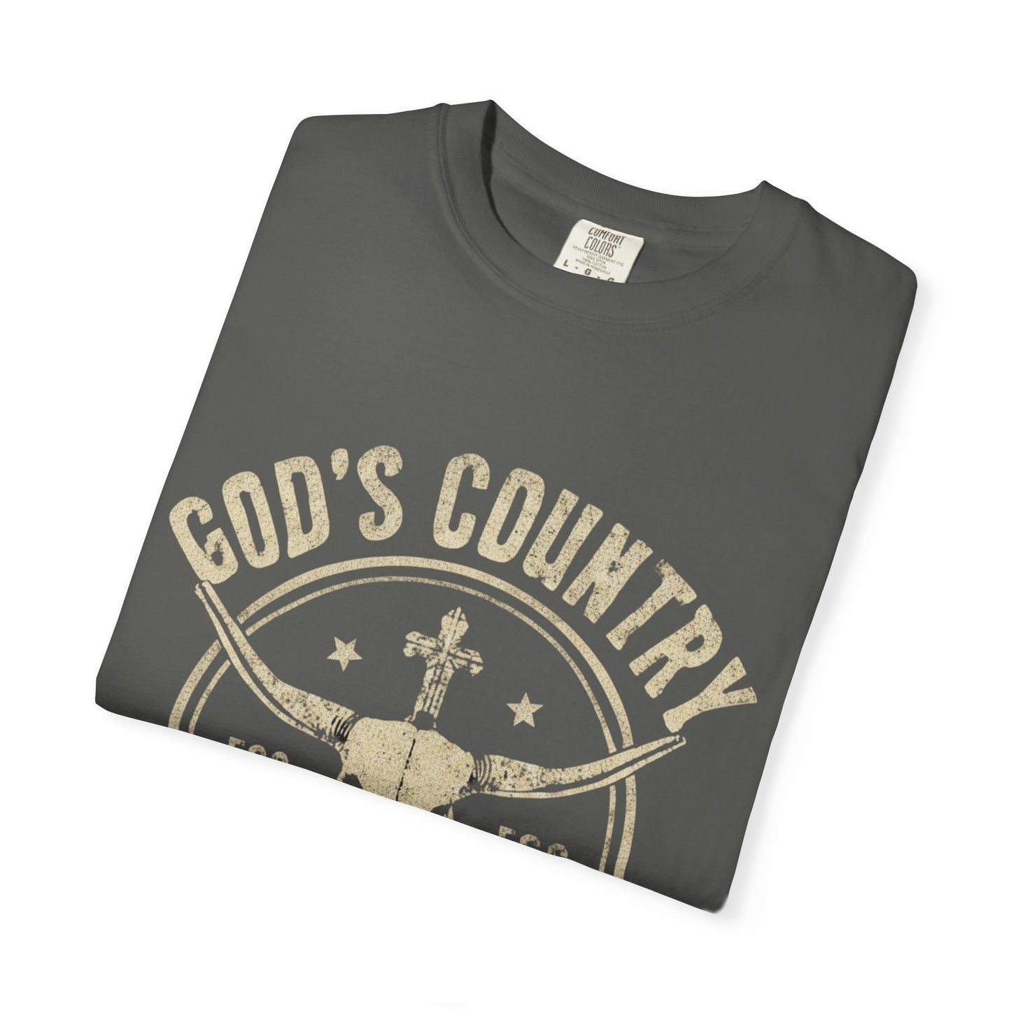 God's Country T-Shirt — Western Longhorn Cross Graphic