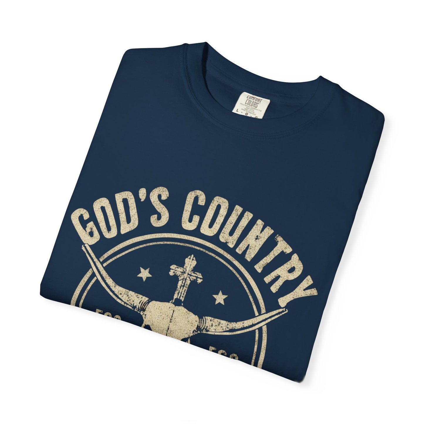 God's Country T-Shirt — Western Longhorn Cross Graphic