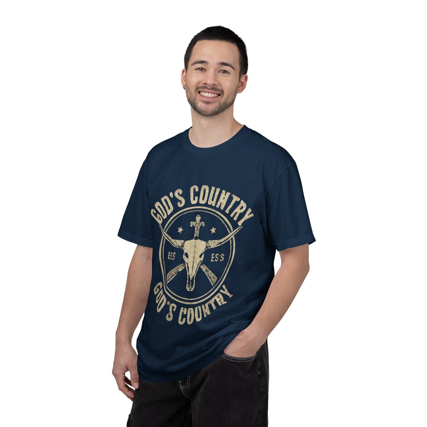 God's Country T-Shirt — Western Longhorn Cross Graphic