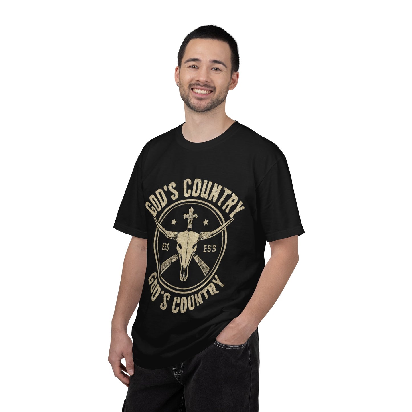 God's Country T-Shirt — Western Longhorn Cross Graphic