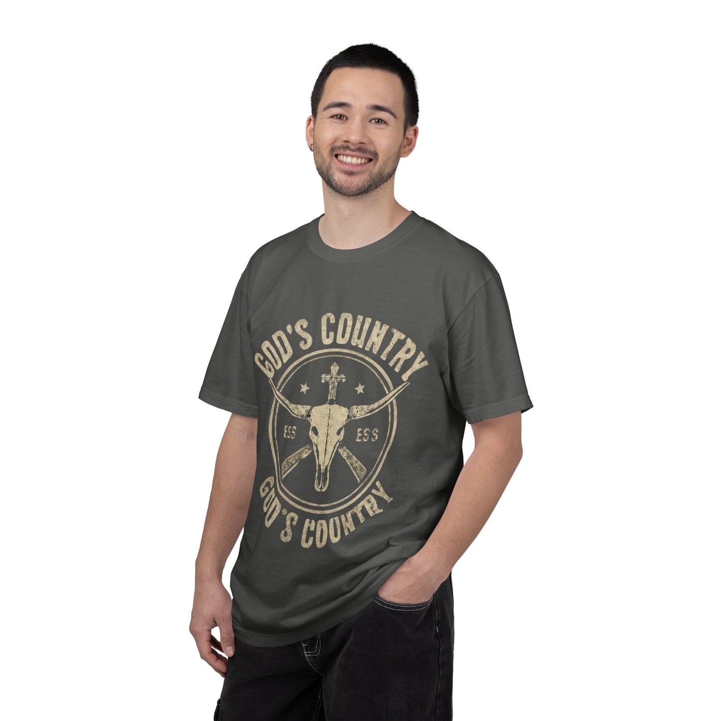God's Country T-Shirt — Western Longhorn Cross Graphic