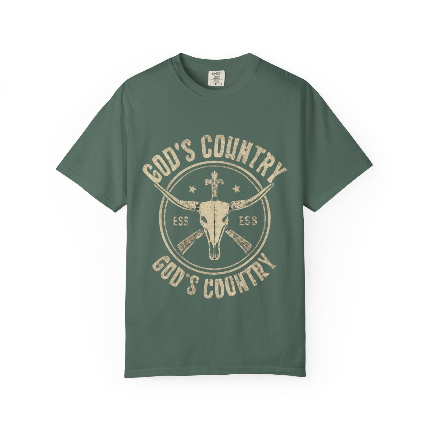 God's Country T-Shirt — Western Longhorn Cross Graphic